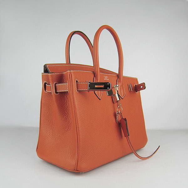 Replica Hermes Birkin 30CM Togo Leather Bag Orange 6088 On Sale - Click Image to Close